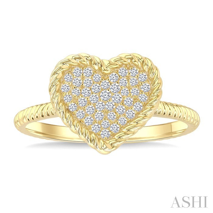 Pave-Set Heart Shape Rope Diamond Fashion Ring