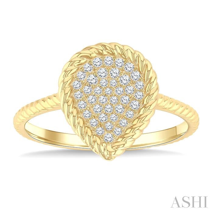Pave-Set Pear Shape Rope Diamond Fashion Ring