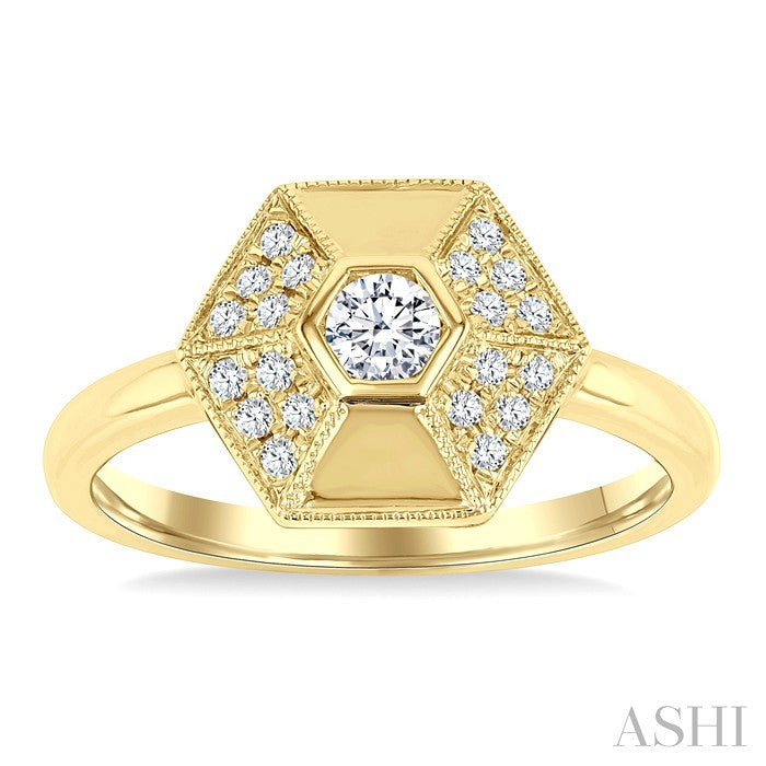 Hexagon Shape Diamond Fashion Ring