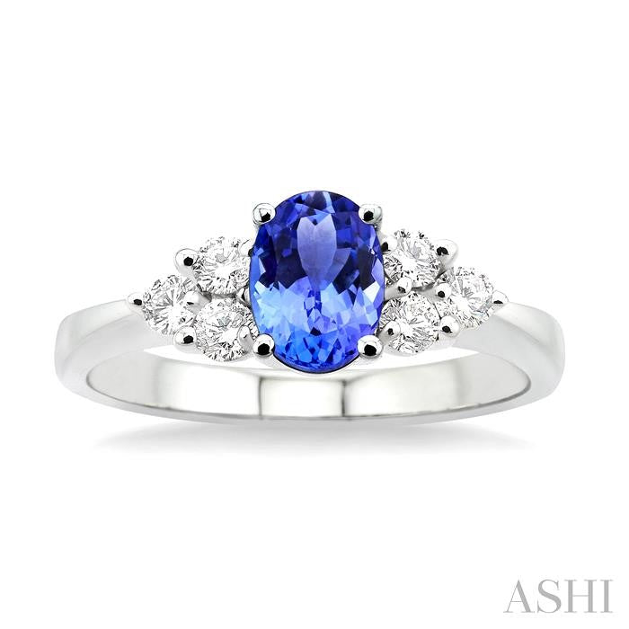 Oval Shape Gemstone & Diamond Ring