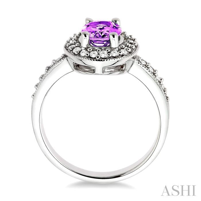 Oval Shape Gemstone & Halo Diamond Ring