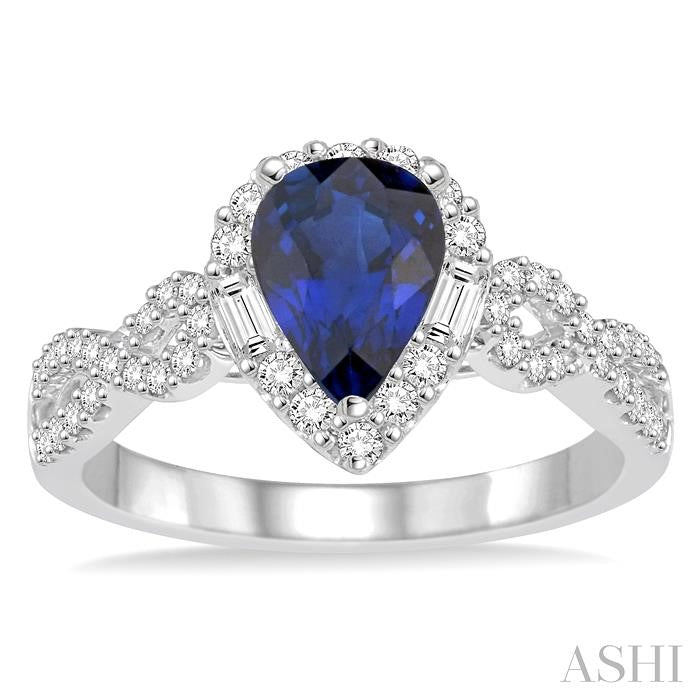 Pear Shape Gemstone & Halo Diamond Ring