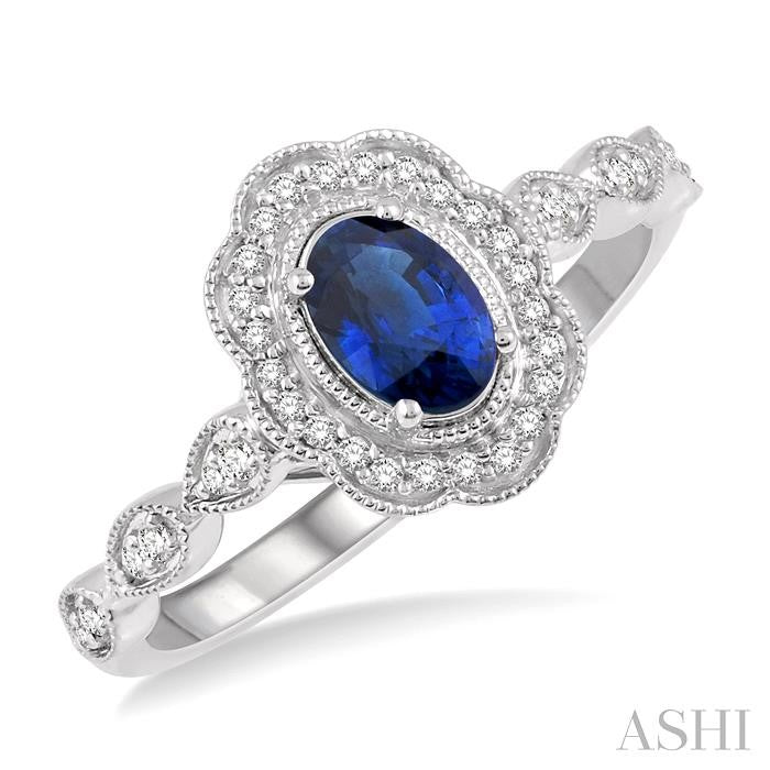 Oval Shape Gemstone & Halo Diamond Ring