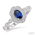 Oval Shape Gemstone & Halo Diamond Ring
