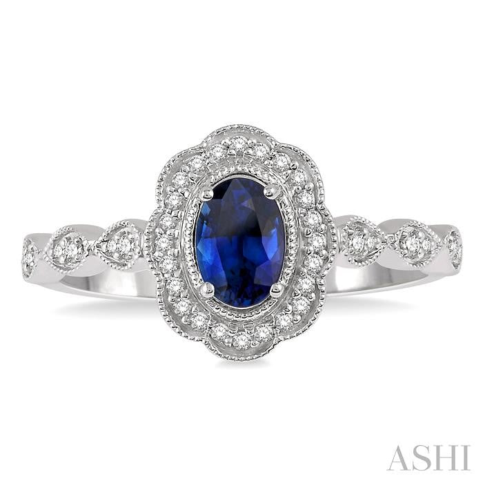 Oval Shape Gemstone & Halo Diamond Ring