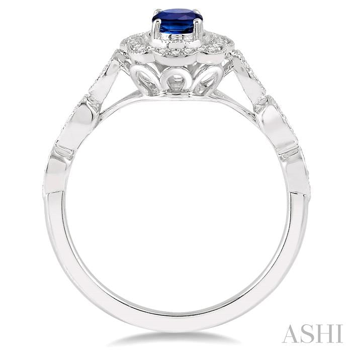 Oval Shape Gemstone & Halo Diamond Ring