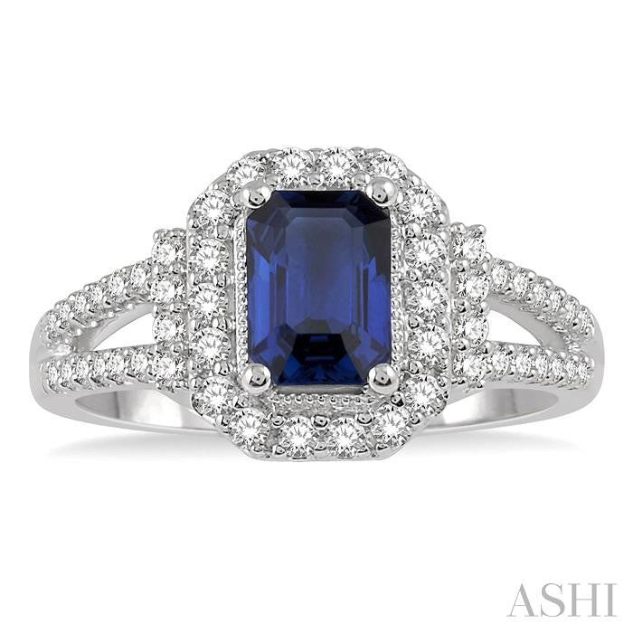Emerald Shape Gemstone & Halo Diamond Ring