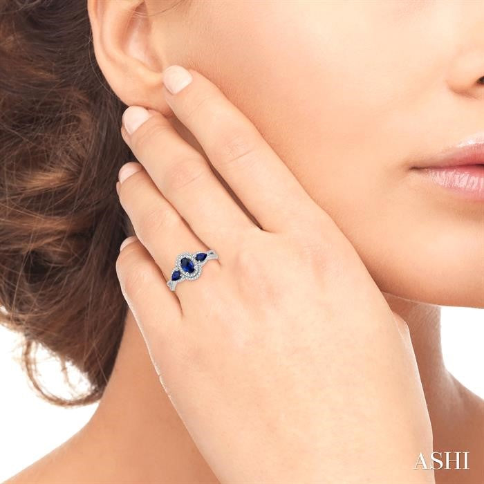 Oval & Pear Shape Gemstone & Halo Diamond Ring