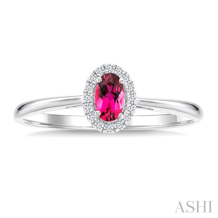 Oval Shape Gemstone & Halo Diamond Ring