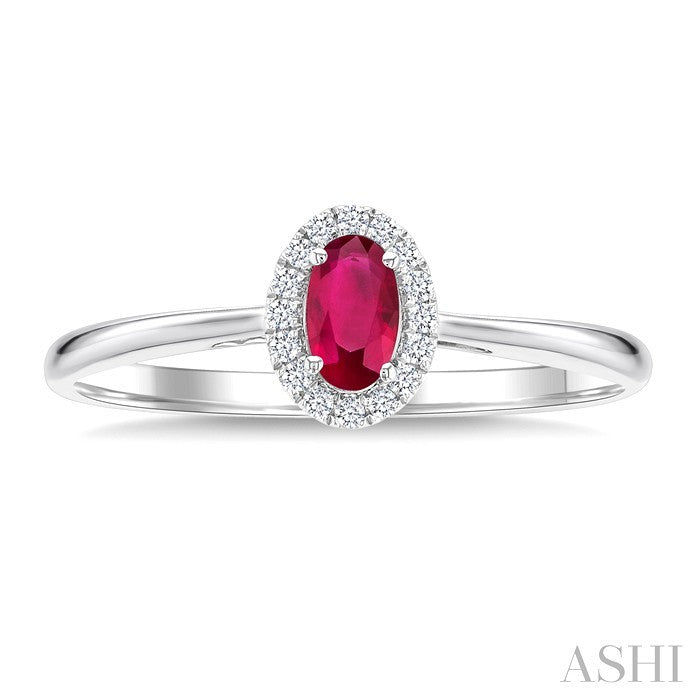 Oval Shape Gemstone & Halo Diamond Ring
