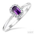 Emerald Shape Gemstone & Halo Diamond Ring