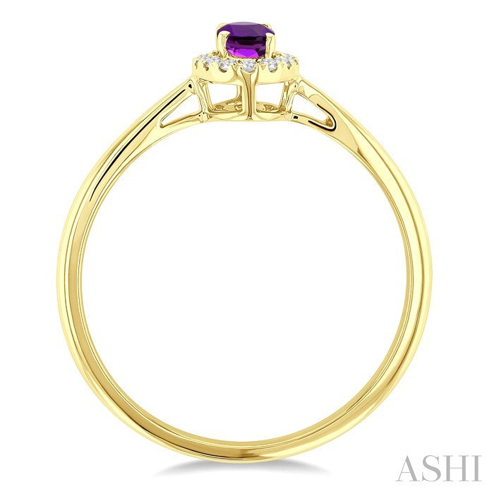 Oval Shape Gemstone & Halo Diamond Ring