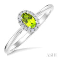Oval Shape Gemstone & Halo Diamond Ring