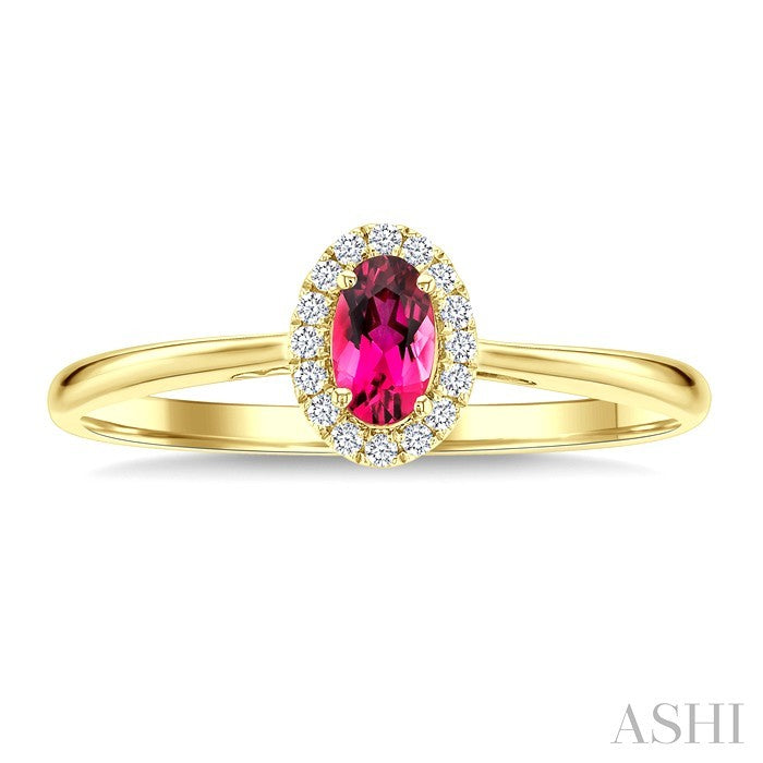 Oval Shape Gemstone & Halo Diamond Ring