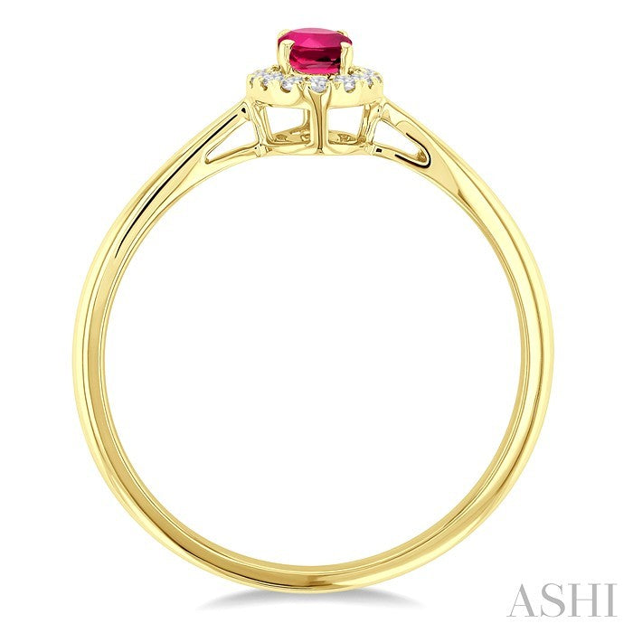 Oval Shape Gemstone & Halo Diamond Ring