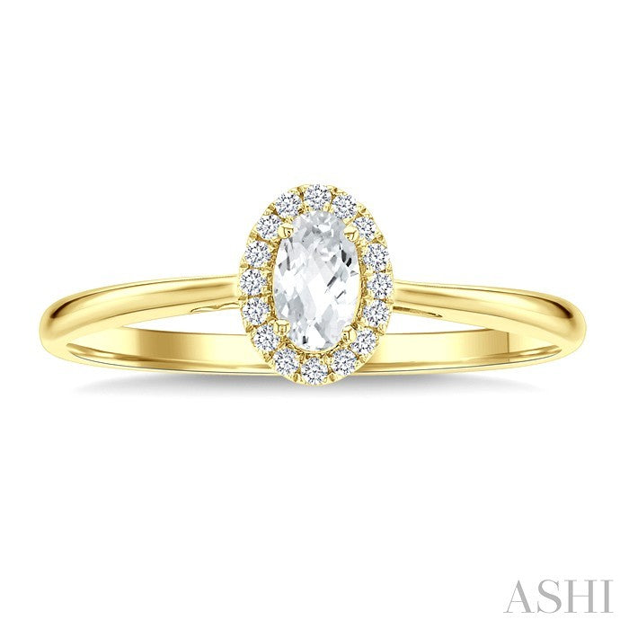 Oval Shape Gemstone & Halo Diamond Ring