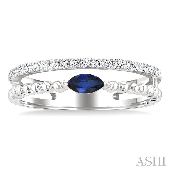 Bead Marquise Shape East-West Gemstone & Diamond Ring