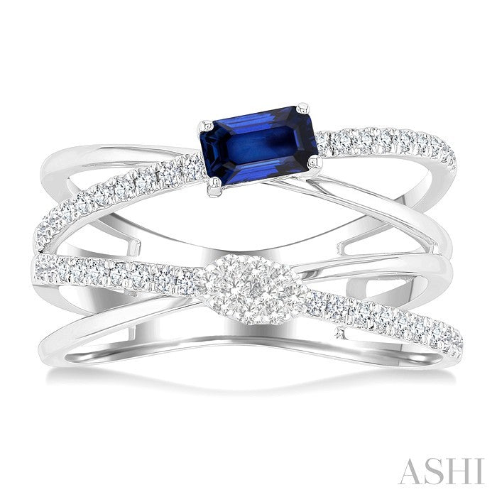 Criss Cross Gemstone & Lovebright Diamond Fashion Ring