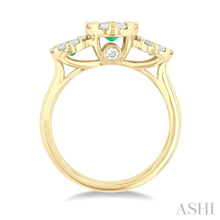 Round Shape Past Present & Future Lovebright Gemstone & Diamond Ring