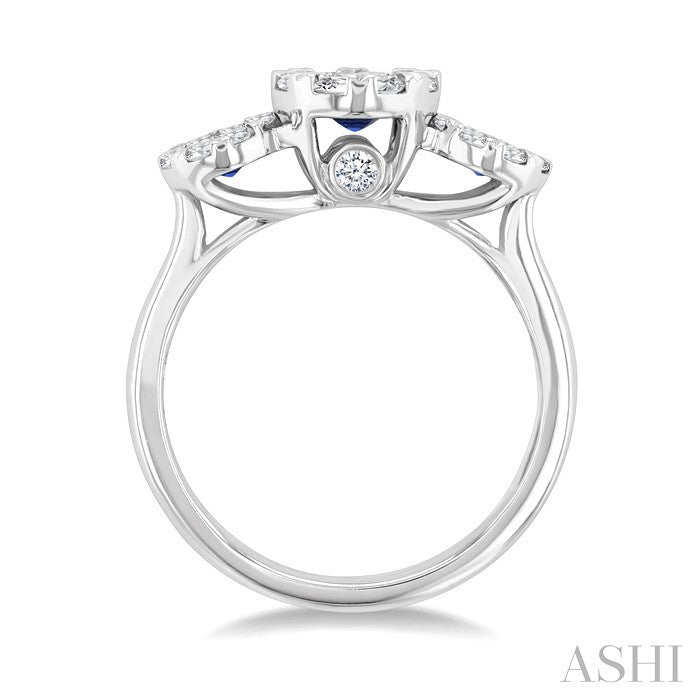 Round Shape Past Present & Future Lovebright Gemstone & Diamond Ring