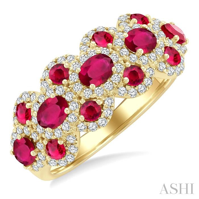 Oval Shape Gemstone & Halo Diamond Ring
