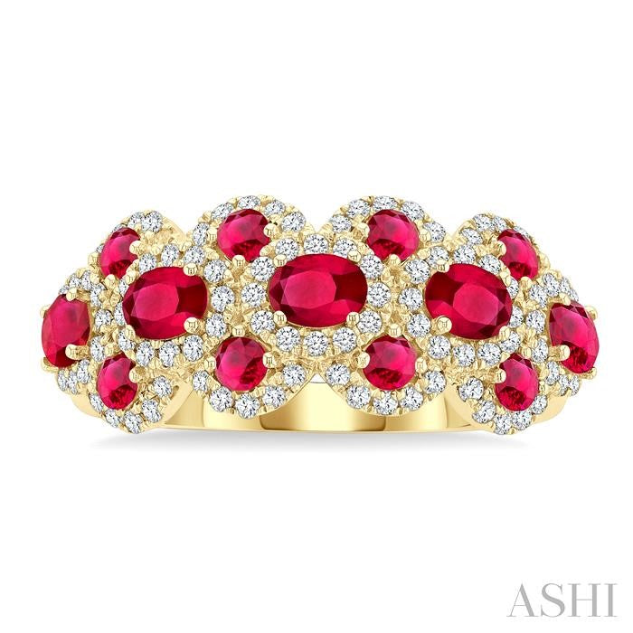 Oval Shape Gemstone & Halo Diamond Ring