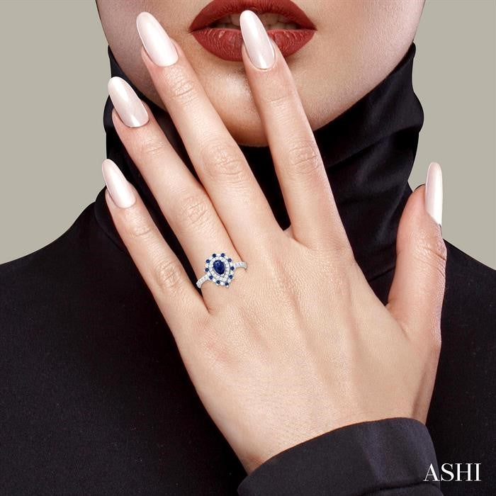 Pear Shape Gemstone & Halo Diamond Ring