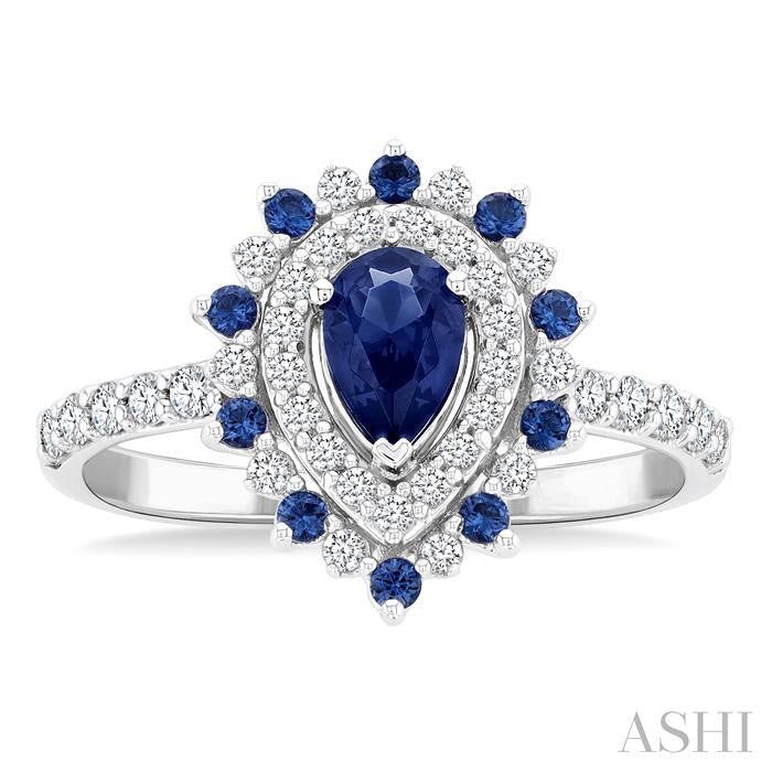 Pear Shape Gemstone & Halo Diamond Ring