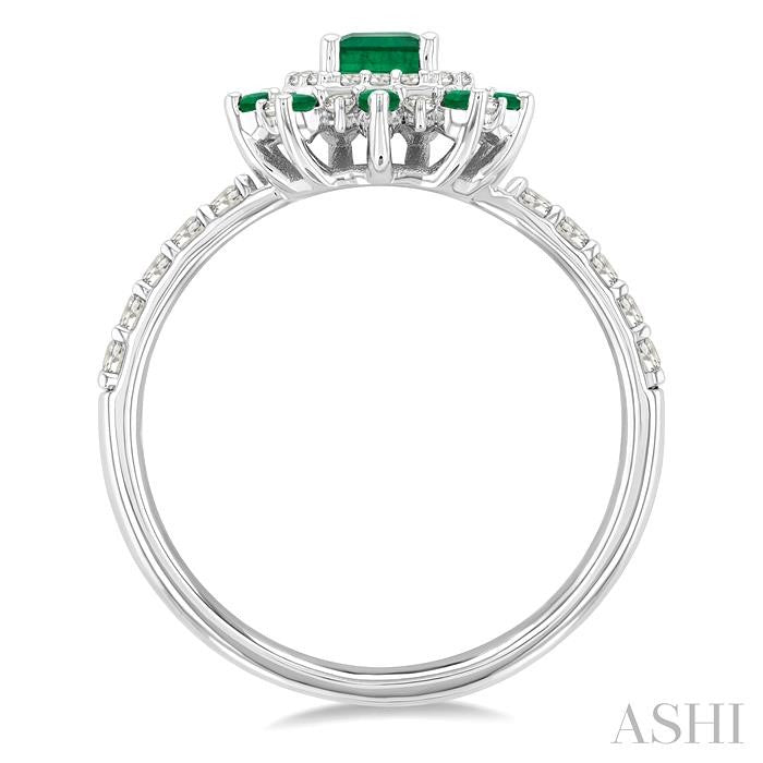 Emerald Shape Gemstone & Halo Diamond Ring