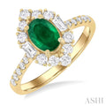 Oval Shape Gemstone & Halo Diamond Ring