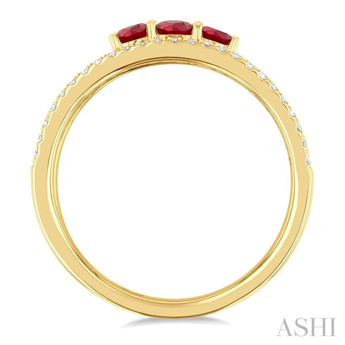 Round Shape Past Present & Future Gemstone & Diamond Layered Fashion Ring