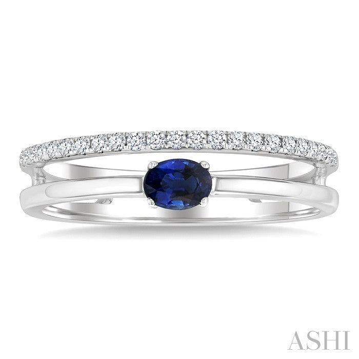 Oval Shape East-West Gemstone & Diamond Ring