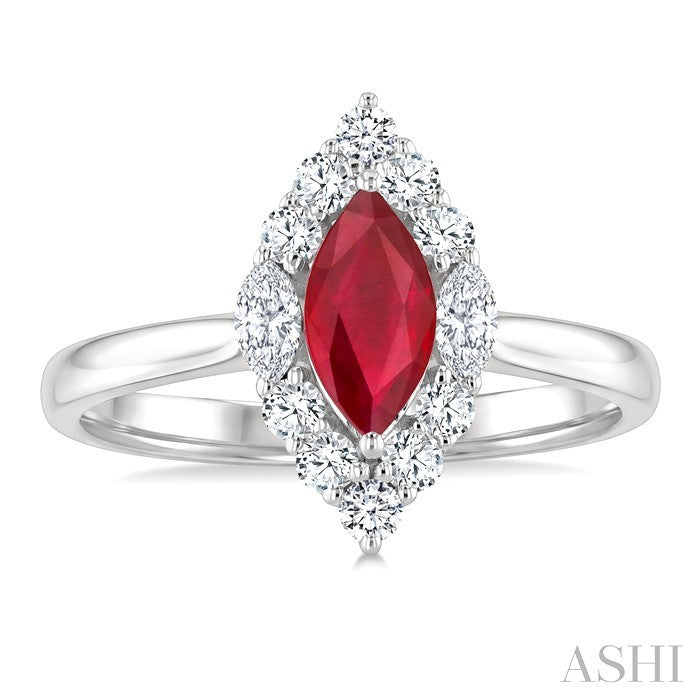Marquise Shape Gemstone & Halo Diamond Ring