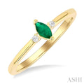 Marquise Shape Gemstone & Petite Diamond Fashion Ring