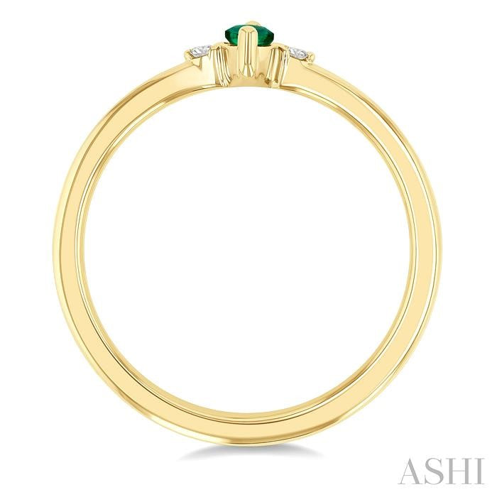 Marquise Shape Gemstone & Petite Diamond Fashion Ring