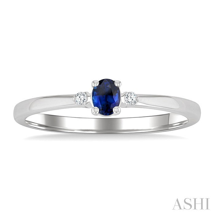 Oval Shape Gemstone & Petite Diamond Fashion Ring