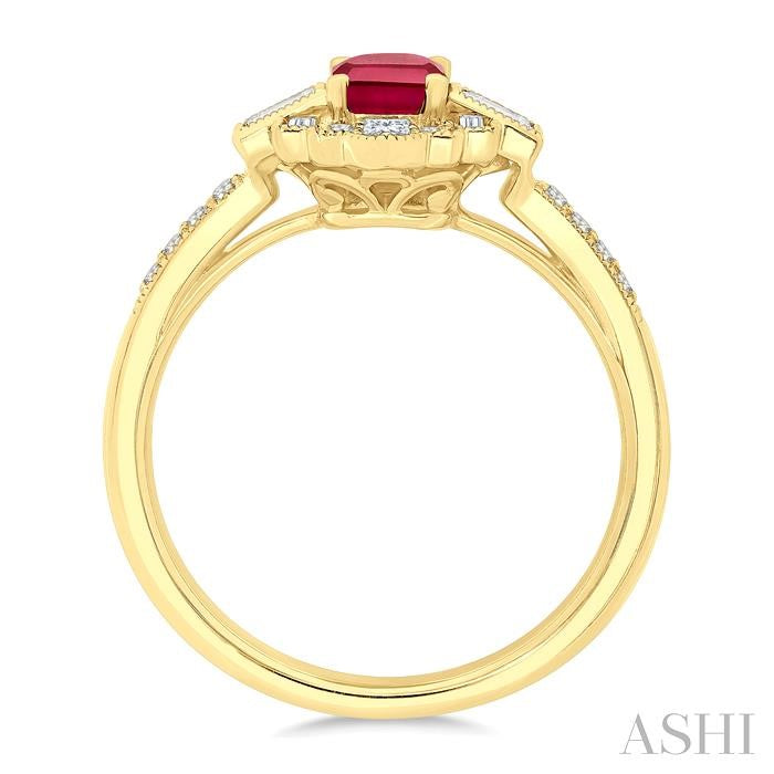 Emerald Shape Art Deco Gemstone & Diamond Fashion Ring