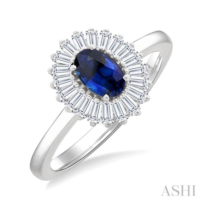 Gemstone & Halo Diamond Fashion Ring