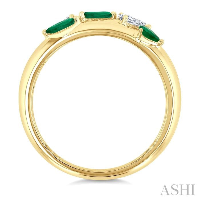 Marquise Shape Gemstone & Diamond Fashion Band