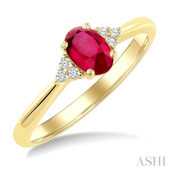 Oval Shape Gemstone & Diamond Ring