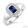Bold Emerald Shape Gemstone & Diamond Ring