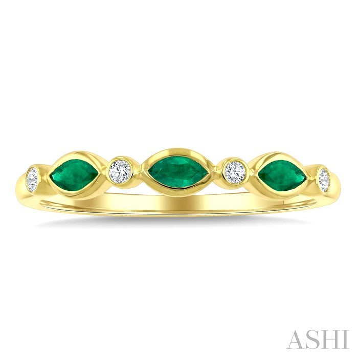 Marquise Shape Bezel Gemstone & Diamond Fashion Band