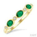 Oval Shape Bezel Gemstone & Diamond Fashion Band