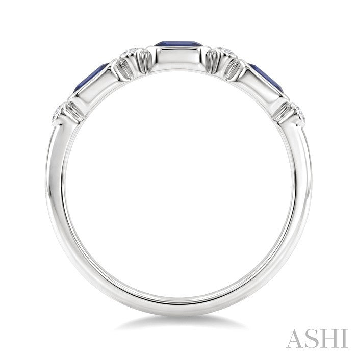 Emerald Shape Bezel Gemstone & Diamond Fashion Band
