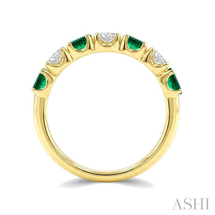 Oval Shape Alternate Gemstone & Diamond Fashion Band