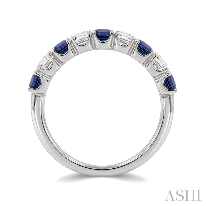 Emerald Shape Alternate Gemstone & Diamond Fashion Band
