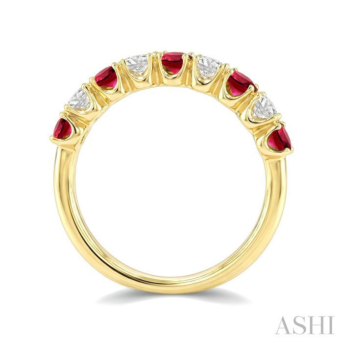 Oval Shape Alternate Gemstone & Diamond Fashion Band