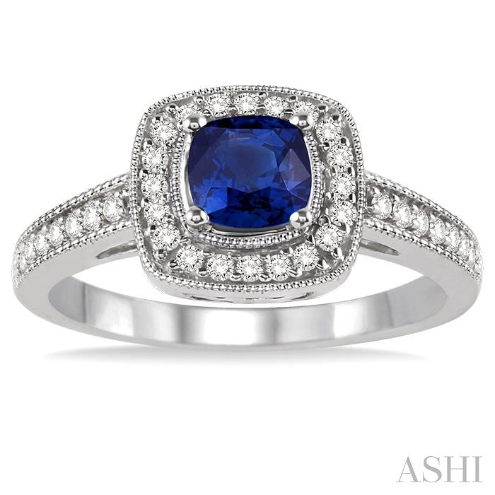 Cushion Shape Gemstone & Halo Diamond Ring