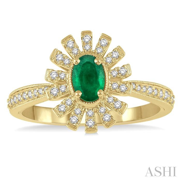 Oval Shape Gemstone & Diamond Ring