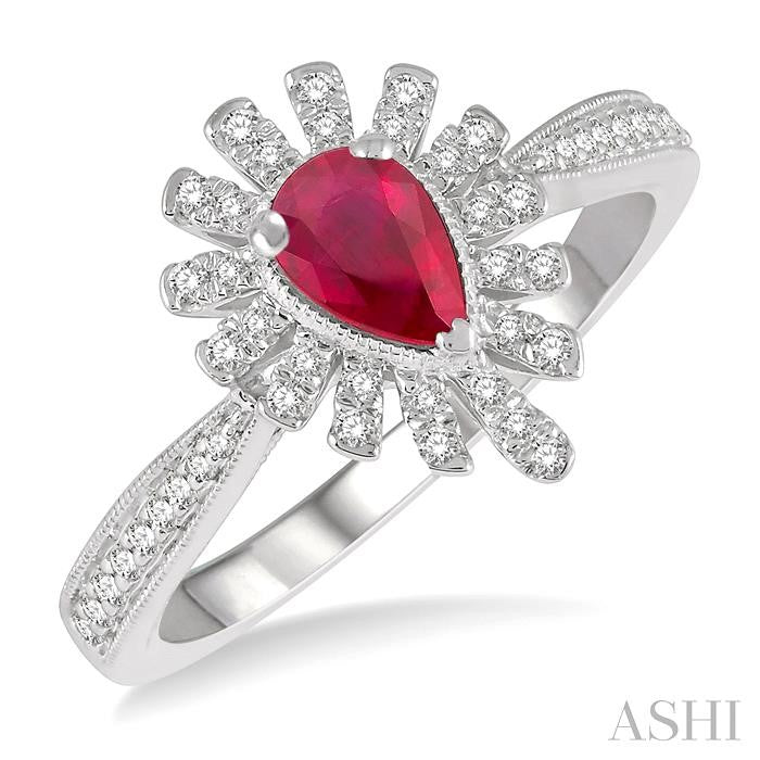 Pear Shape Gemstone & Diamond Ring